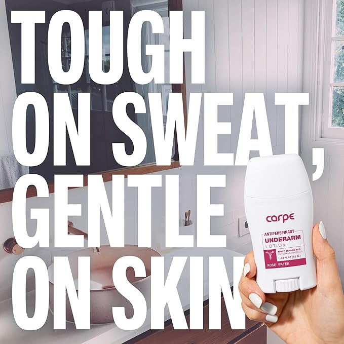 Carpe Underarm Antiperspirant and Deodorant, Clinical strength with Rose Water scent, Combat excessive sweating Stay fresh and dry, Great for hyperhidrosis (Pack of 3)