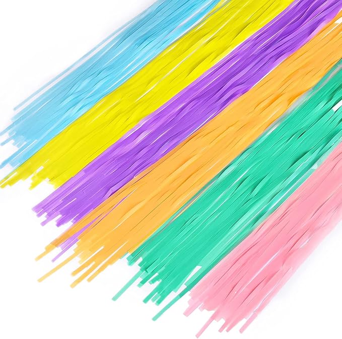BRAVESHINE Tinsel Foil Fringe Curtains - 2Pcs 3.2x8.2ft Pastel Colourful Photo Backdrop for Christmas New Years Princess Birthdays Easter Bunny Bridal Shower Fairy Candy Donuts Party Decorations