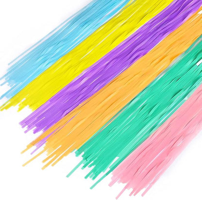 BRAVESHINE Tinsel Foil Fringe Curtains - 2Pcs 3.2x8.2ft Pastel Colourful Photo Backdrop for Christmas New Years Princess Birthdays Easter Bunny Bridal Shower Fairy Candy Donuts Party Decorations