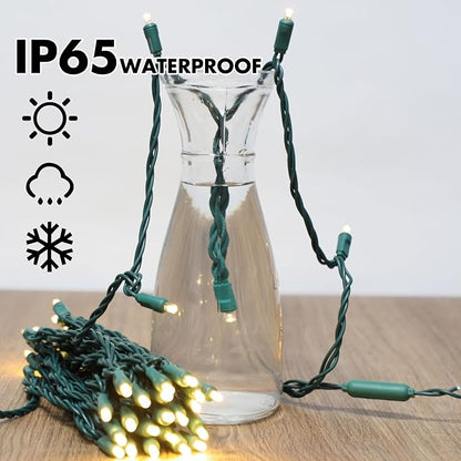 100Count (2pk of 50L) String Lights, LED Christmas Lights, 6" SPACING,Twinkle,Green Wire,Warm White