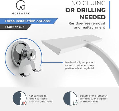 GÜTEWERK Shower Squeegee for Glass Doors, Silicone Window Squeegee, Bathroom and Glass Cleaning - White - 9 Inch