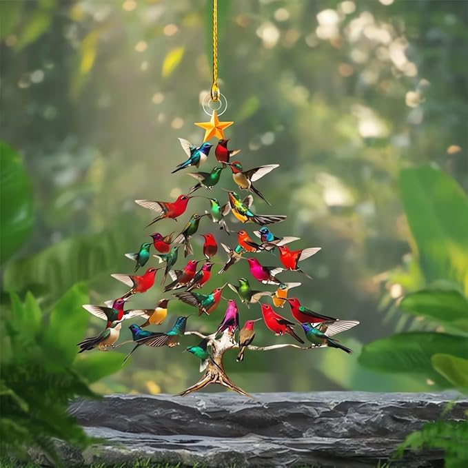 Hummingbird Christmas Ornament, Colorful Hummingbirds Tree Decor, Stacked Hummingbird Ornament for Christmas, Winter Hummingbirds Home Decoration, for Bird Lovers (1PC)(1pc)