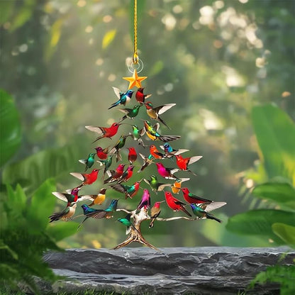 Hummingbird Christmas Ornament, Colorful Hummingbirds Tree Decor, Stacked Hummingbird Ornament for Christmas, Winter Hummingbirds Home Decoration, for Bird Lovers (1PC)(1pc)
