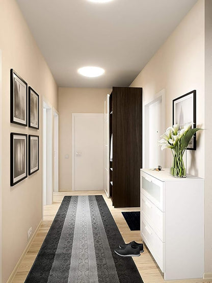 Custom Cut Hallway Runner Rug, Slip Resistant, 31 Inch Wide X Your Choice of Length, Linked Chain Anthracite, 31 Inch X 6 feet