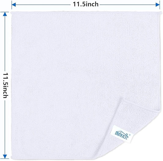 HOMEXCEL White Microfiber Cleaning Cloth, 8 Pack Cleaning Towels for Kitchen, Lint Free, Scratch-Free, Highly Absorbent, and Reusable Cleaning Rags for House, Window and Glass, Cars, 11.5 X11.5 inch