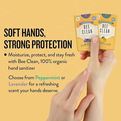 Organic Beeswax Hand Sanitizer Spray - 4-Pack (Lavender Oil), Travel Size Mist Spray with Organic Ethyl Alcohol, Moisturizing and Refreshing with Essential Oils, Non-Toxic, Made in the USA