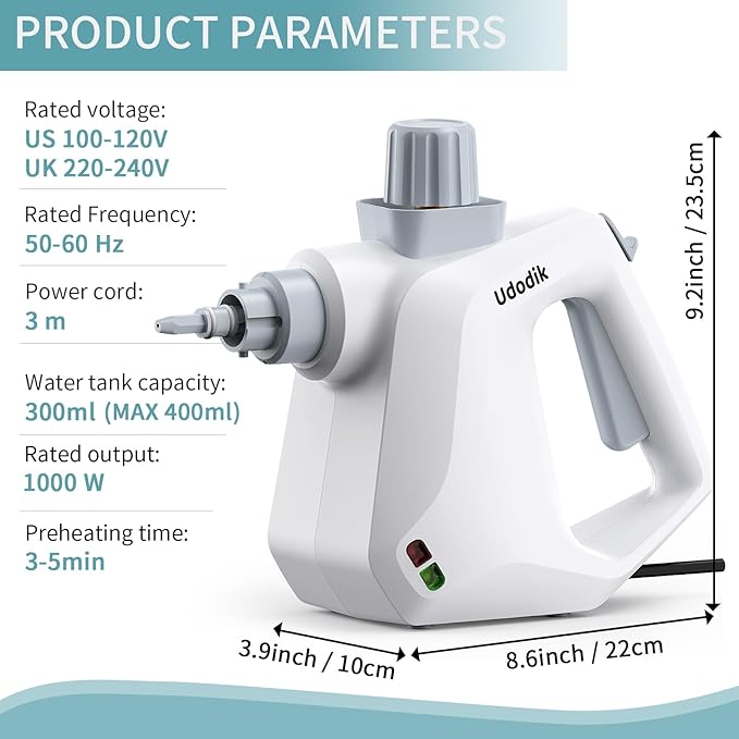 Handheld Steam Cleaner for home, Multipurpose Portable Steam Cleaners Use with Safety Lock and 10 Accessory Kit to Remove Grime, Grease, More