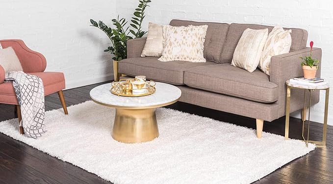 Unique Loom Solid Shag Collection Area Rug (5' 1" x 8' Rectangle, Snow White)