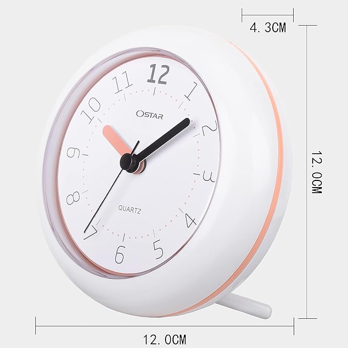 OSTAR Waterproof Bathroom Shower Clock, Analog Quartz Clock Hanging Stand Dual Purpose, One AA Battery Operated 4.72 inch Round Size