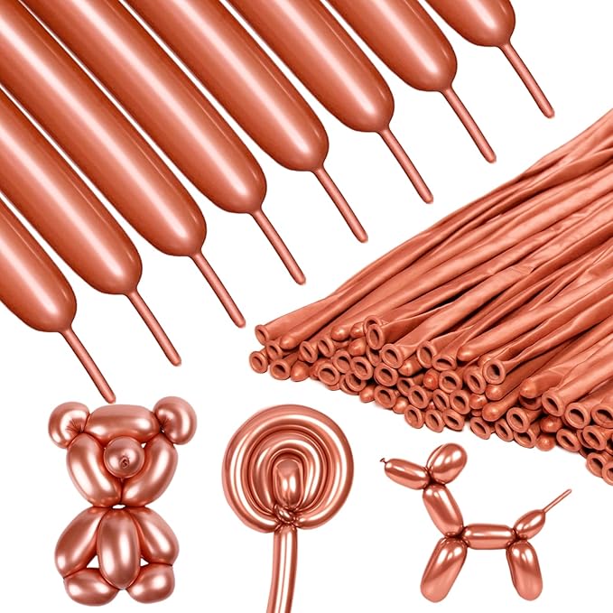 Metallic Rose Gold Long Balloons Premium 260 Twisting Animals Magic Balloons for Birthday Kids Wedding Party Supply 100pcs