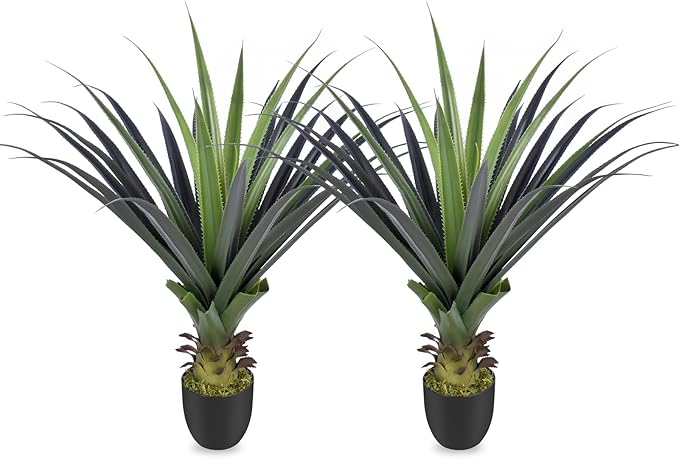 3ft Artificial Spiked Agave Plant, 36" Faux Agave Plants Indoor Small Floor Plant Perfect for Front Porch, Patio, Indoor Outdoor Home, Office Decor (Set of 2)