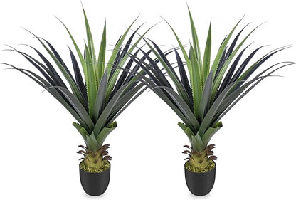3ft Artificial Spiked Agave Plant, 36" Faux Agave Plants Indoor Small Floor Plant Perfect for Front Porch, Patio, Indoor Outdoor Home, Office Decor (Set of 2)
