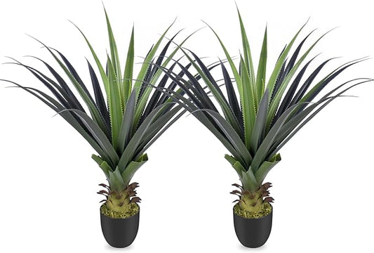 3ft Artificial Spiked Agave Plant, 36" Faux Agave Plants Indoor Small Floor Plant Perfect for Front Porch, Patio, Indoor Outdoor Home, Office Decor (Set of 2)