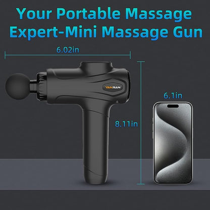 YANRAN Deep Tissue Massage Gun Portable, Percussion Massage Gun with 7 Levels & 6 Massage Heads, Electric Massager for Muscles Pain Relief, Gifts for Men Women Athletes for Sports and Relaxation