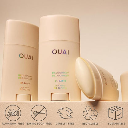 OUAI Aluminum Free Deodorant - Women's Deodorant with 24-Hour Odor Control & Invisible Application - Enriched with Notes of Dragon Fruit, Orange Blossom, & Tuberose - St. Barts (2.5 oz)