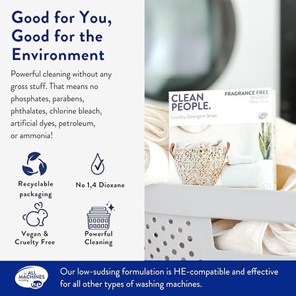 The Clean People Laundry Detergent Sheets - Laundry Soap - Ultra Concentrated, Recyclable Packaging, Stain Fighting - Peppermint, 192 Pack