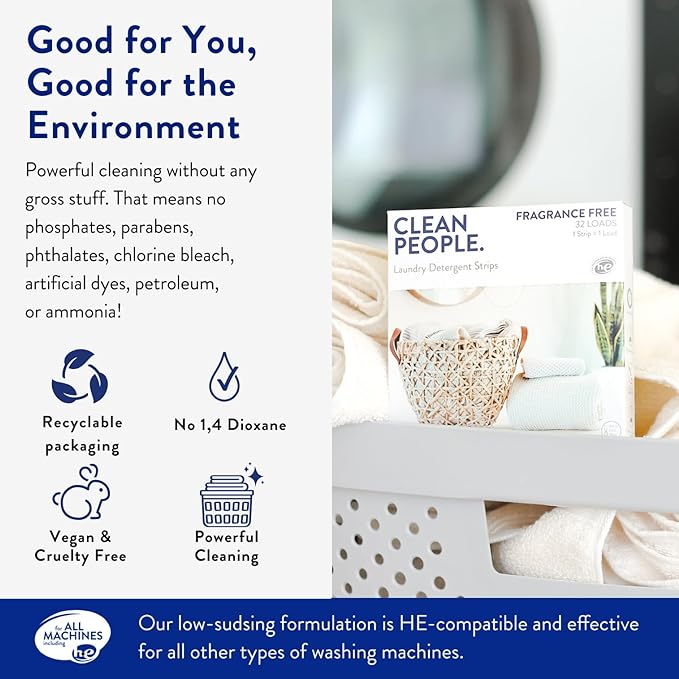 The Clean People Laundry Detergent Sheets - Laundry Soap - Ultra Concentrated, Recyclable Packaging, Stain Fighting - Christmas Morning (192 Count)