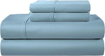 California King Sheets, 100% Egyptian Cotton 400 Thread Count Luxury Blue Bedding Sheets & Pillowcases Fits Upto 17", Soft & Breathable Naturally Cooling Hotel Sheet Set- French Blue