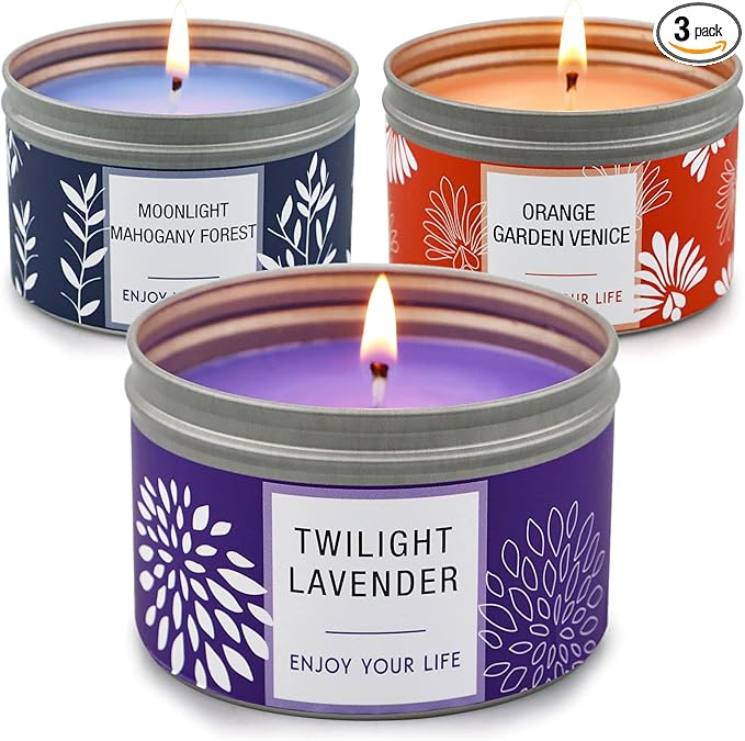 Scented Candles Gift for Women, Large 3 Pack 100 Hour Long Lasting Soy Wax Candles for Home, Bulk Value Aromatherapy Candle Set with Valentines Gift Box-Lavender, Orange Blossom & Mahogany Candle