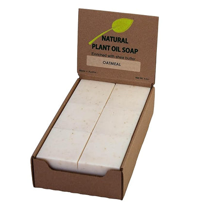 Oatmeal & Bran Scented Natural Soap Bars (12 Bars), 3.5oz Moisturizing French Triple Milled Soap Bars Enriched with Shea Butter - Pure Plant Oil Bath & Body Bars