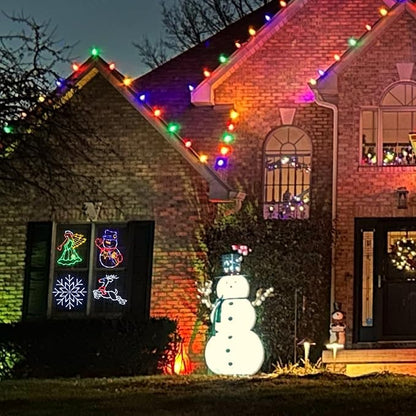 16" Christmas Window Silhouette Lights Decorations - 4 Pack Colour Lighted Angel ＆ Reindeer ＆ Snowflake ＆ Snowman for Holiday Wall Door Window Decorate