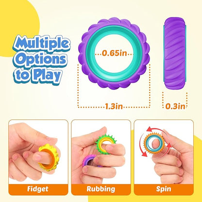 Fidget Toys Party Favors for Kids: 50 Pack Spinner Rings Bulk - Treasure Box Stress Toys for Teacher Classroom Prizes - Easter Basket Stuffers Bulk for Birthday Party Gifts