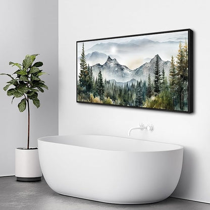 Wapluam Abstract Mountain Landscape Canvas Wall Art - Black Framed, Large, Modern Home Decor for Living Room, Bedroom, Office