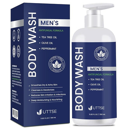 Tea Tree Body Wash: Antifungal Soap for Men - Eliminates Body Odors & Skin Irritations - 11.8fl oz/350mL