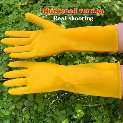 8 Pairs Reusable Household Cleaning Gloves, Rubber Kitchen Dishwashing Gloves,Extra Thickness, Long Sleeves, for Washing Dishes, Pet Care(Small, Yellow)