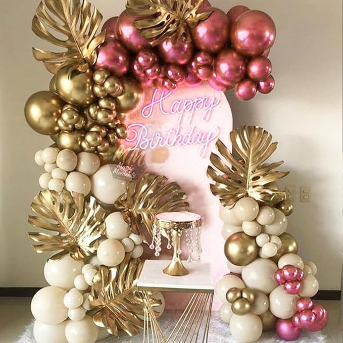 PartyWoo, 50 pcs 12" Pink Metallic Balloons, Balloon Garland or Arch Decorations, Birthday, Wedding, Anniversary, Unisex, All Ages, 3-6hrs Helium, 72hrs Air Filled