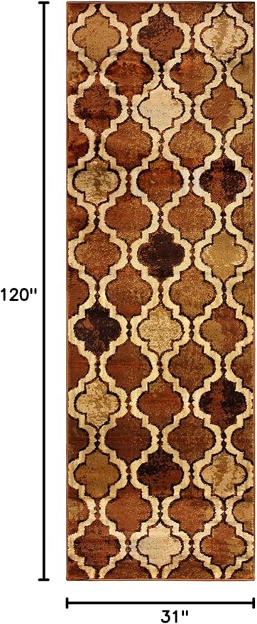 Superior Indoor Small Area Rug, Jute Backed, Perfect for Living/Dining Room, Bedroom, Office, Kitchen, Entryway, Modern Geometric Trellis Floor Decor, Viking Collection 2' 7" x 10' - Brown