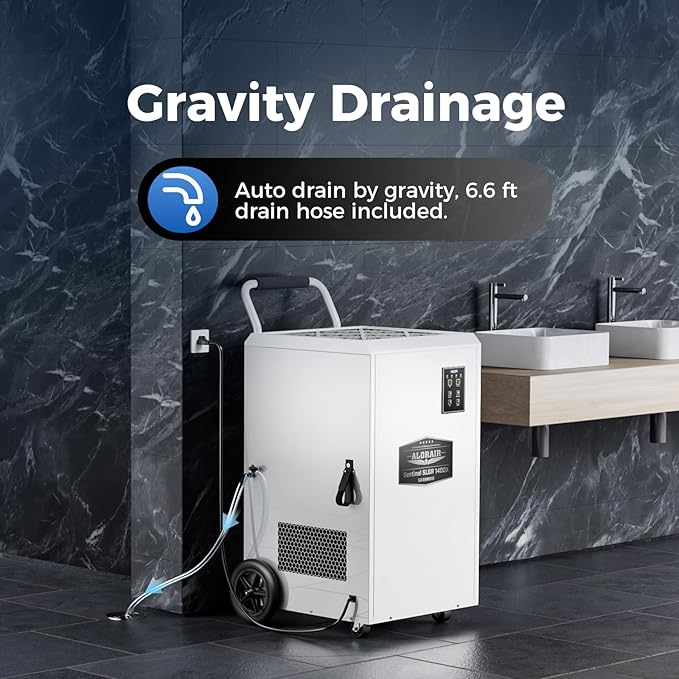 ALORAIR Commercial Dehumidifier 275 Pints with Drain Hose SLGR Tech High Efficient Industrial Dehu for Water Damage Restore, Basement, Warehouse, Home Use, Garage, 5 Years Limited Warranty