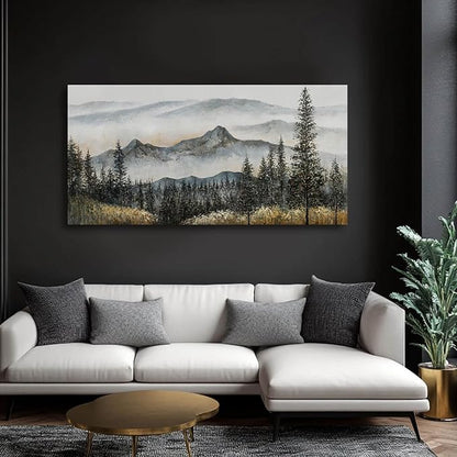 CHUDANHAO Green Wall Art for Living Room Boho Pictures forest Wall Art Modern Wall Decor for Bedroom Office Decor Mountain Prints Poster Artwork for Bedroom 24"x48"