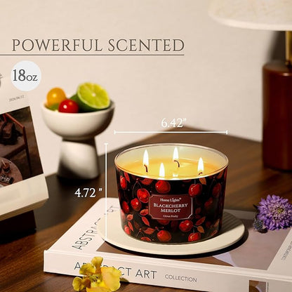 HomeLights Soy Wax Candles for Home Scented, 4-Wick Candles in Blackcherry Merlot Scented, Aromatherapy Candles Gift for Parties, Relaxing, Eclectic Mixed Styles, 18oz