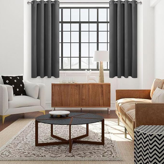 DWCN Blackout Curtains 63 Inch Length, 60 Wide Thermal Light Blocking Drapes for Living Room - W60 x L63 Inches Long, 2 Panels, Dark Grey
