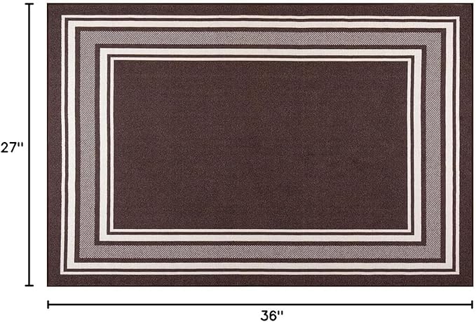 Modern Bordered Non Slip Indoor Runner Rugs for Living Room 2x3 Area Rugs for Kitchen, Rug for Bedroom, and Hallway, Stain Resistant Easy Cleaning Non Shedding Brown 2 x 3