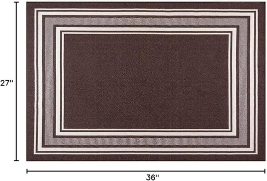 Modern Bordered Non Slip Indoor Runner Rugs for Living Room 2x3 Area Rugs for Kitchen, Rug for Bedroom, and Hallway, Stain Resistant Easy Cleaning Non Shedding Brown 2 x 3