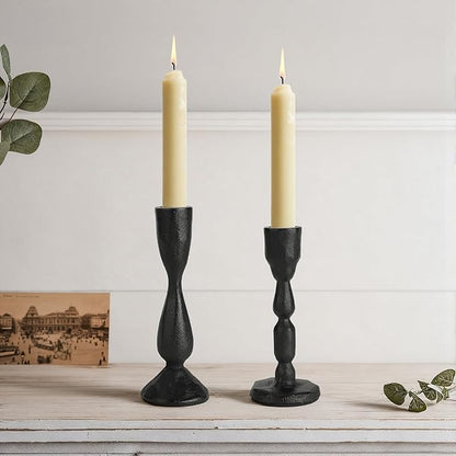 Black Taper Candle Holders Set of 2 Vintage Iron Black Candlestick Holder for Centerpiece Farmhouse Decorative Candlesticks for Wedding Christmas Mantel Dining Table Home Decor