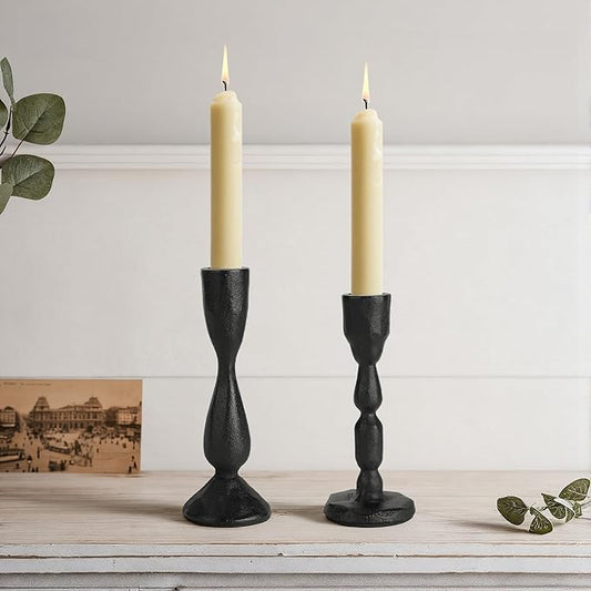 Black Taper Candle Holders Set of 2 Vintage Iron Black Candlestick Holder for Centerpiece Farmhouse Decorative Candlesticks for Wedding Christmas Mantel Dining Table Home Decor