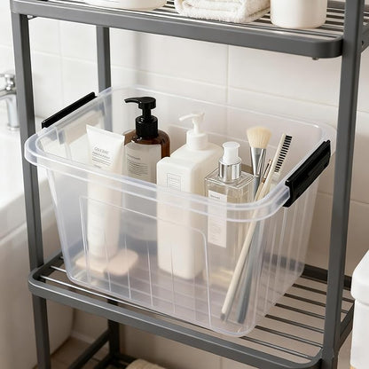 Zopnny 12 Quart Storage Latch Bins with Handles, Plastic Clear Storage Box with Lid, 6 Pack