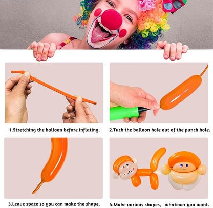 Orange 260 Long Skinny Twisting Animal Balloons, Rainbow Balloons for Animal Shapes Carnival Festival Party Supplies 100pcs