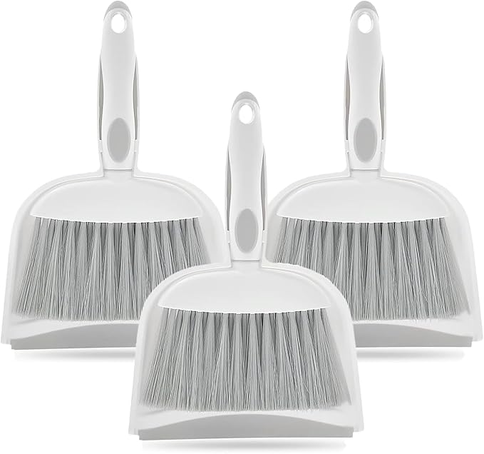 Broom Dustpan Brush Small Dust pan : Mini Broom and Dustpan Set Mini Dust pan and Brush Set Whisk Broom and Dustpan Set Small Broom and Dust pan Set for Desk, Home,Tent (Gray 3pcs)