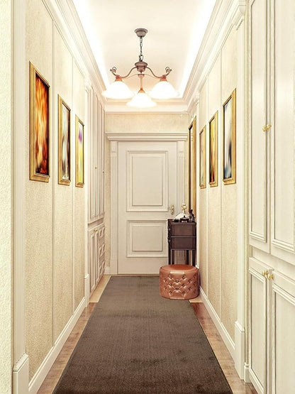 Custom Cut Hallway Runner Rug, Slip Resistant, 31 Inch Wide X Your Choice of Length, Solid Cappuccino, 31 Inch X 8 feet