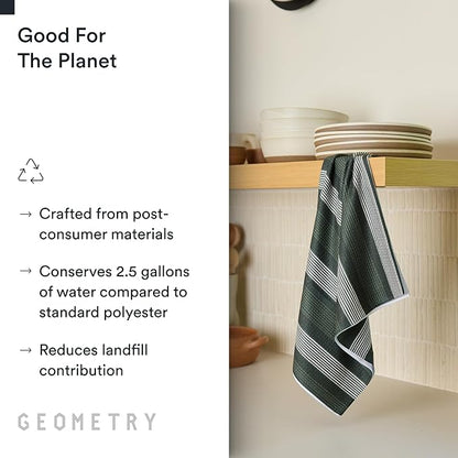 GEOMETRY Kitchen Tea Towels - Quick Dry Microfiber Dish Towels for Kitchen - Meadow 18" x 30" - 5 Pack