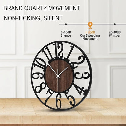Large Wall Clock for Living Room Decor, 32 Inch Non Ticking Silent, Battery Operated Modern Vintage Oversized Wall Clock for Bedroom Kitchen