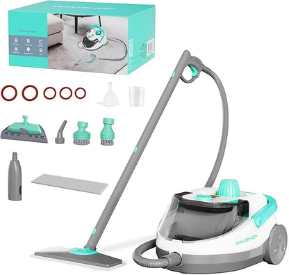HAUSHOF Steam Cleaner, 1500W Powerful Steam Cleaner for Home with 19 Accessories & 51Oz Water Tank, Chemical-Free Multipurpose Portable Steambot for Floor, Tile, Grout, Couch, Window & Car