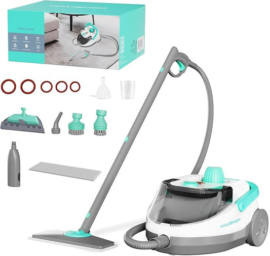 HAUSHOF Steam Cleaner, 1500W Powerful Steam Cleaner for Home with 19 Accessories & 51Oz Water Tank, Chemical-Free Multipurpose Portable Steambot for Floor, Tile, Grout, Couch, Window & Car