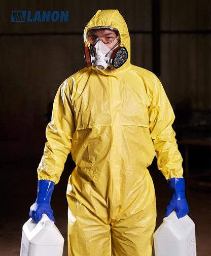 LANON 6 Pairs PVC Chemical Resistant Gloves, Heavy-Duty Rubber Gloves, Acid, Alkali and Oil Protection, Non-Slip, XXL
