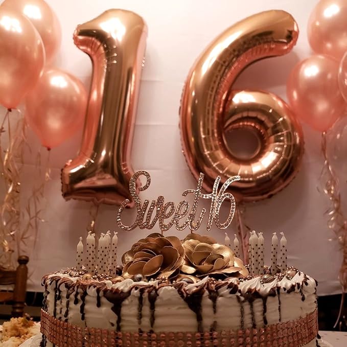 40" Rose Gold Number 0 Balloon for Girls, Large Self Inflating Helium Foil Number Balloons Set 0-9 for Women 20th 30th 40th Birthday Anniversary Wedding New Year Baby Shower Party Decorations Supplies