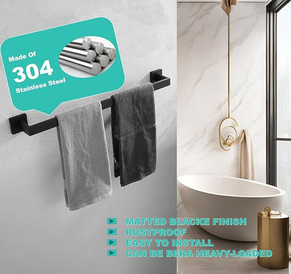 24 Inch Towel Bar 2 Pack for Bathroom 12/16/24/28/32/36 Inch Kitchen Towel Holder Matte Black Towel Rod Wall Mounted SUS304 Rustproof Towel Rack Modern Square Design (2, Matte Black, 24 Inch)